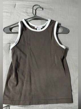Sincerely Jules Brown Tank with White Trim